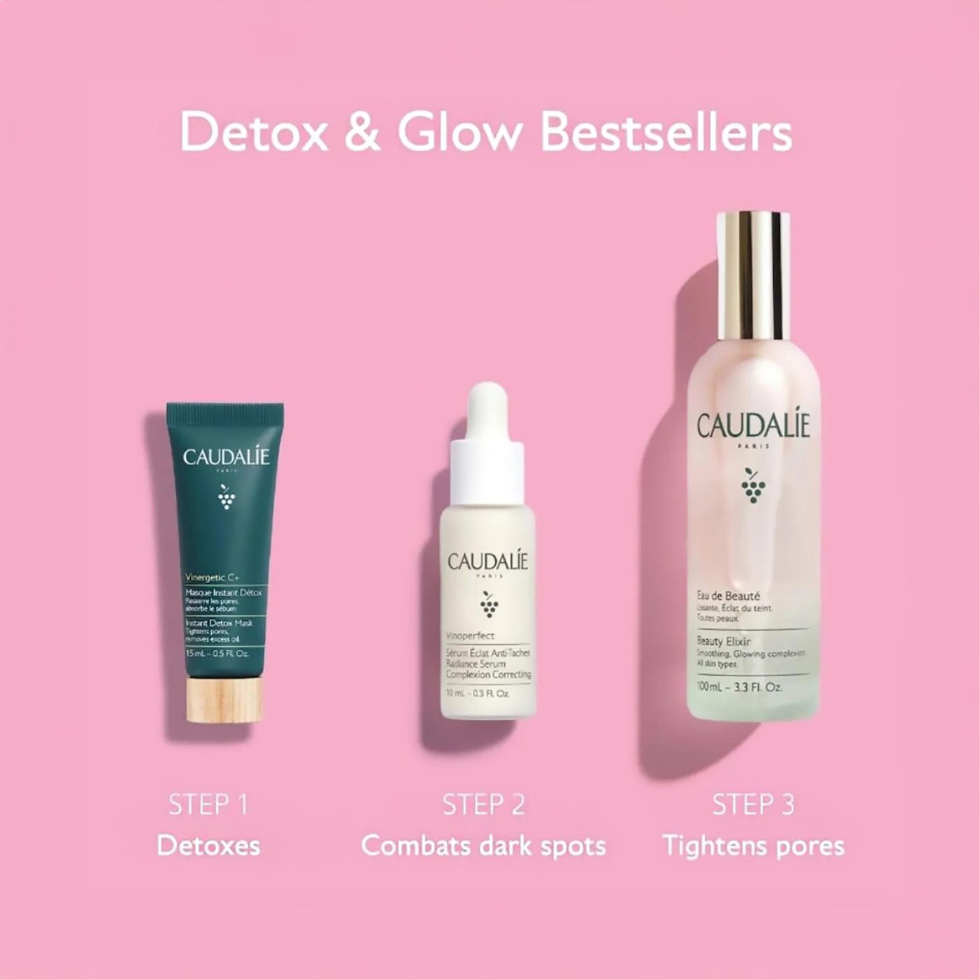 Caudalie Detox + Glow Best Sellers Set