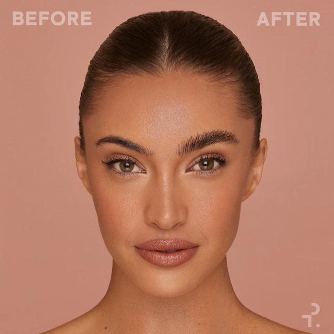 Before/after brow styling - wild vs laminated look