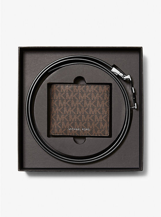 Michael Kors - Signature Logo Wallet and Reversible Belt Gift Set