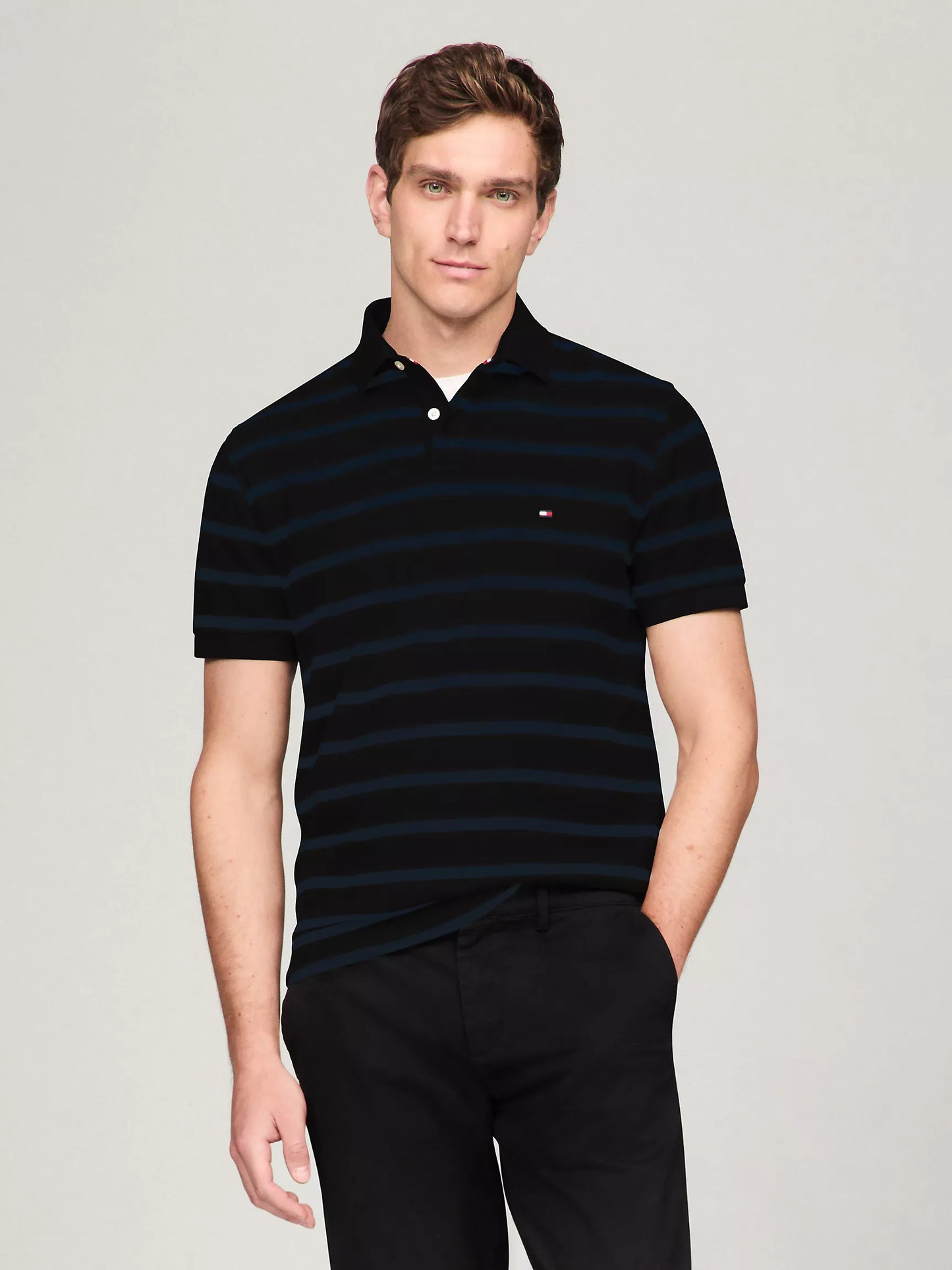 Tommy Hilfiger Regular Fit Stripe Wicking Polo