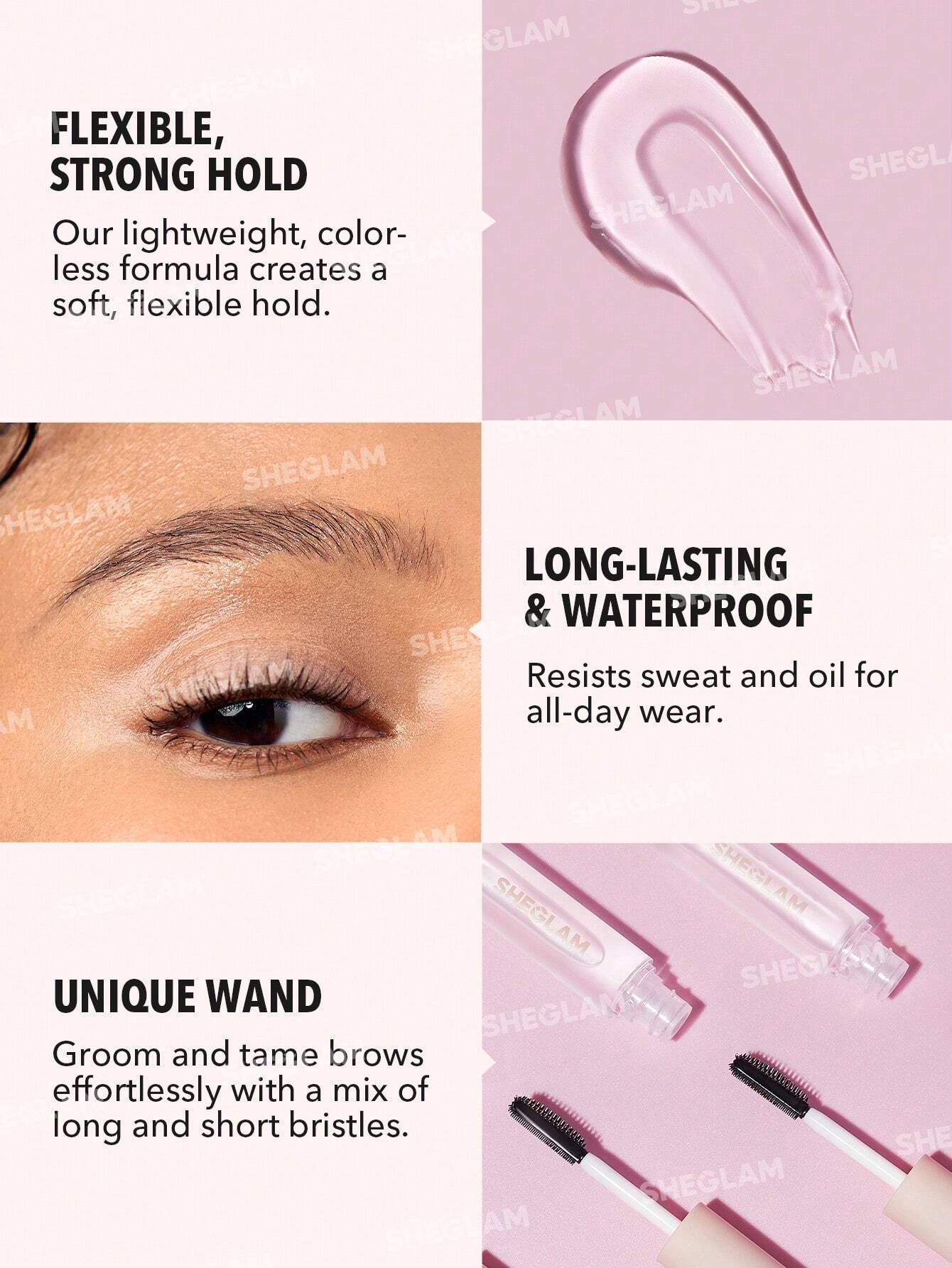 Sheglam - Set Me Up Brow Gel Long Lasting Waterproof Clear Eyebrow Gel Long Wear Smudge-proof Moisturizing Eyebrow Makeup