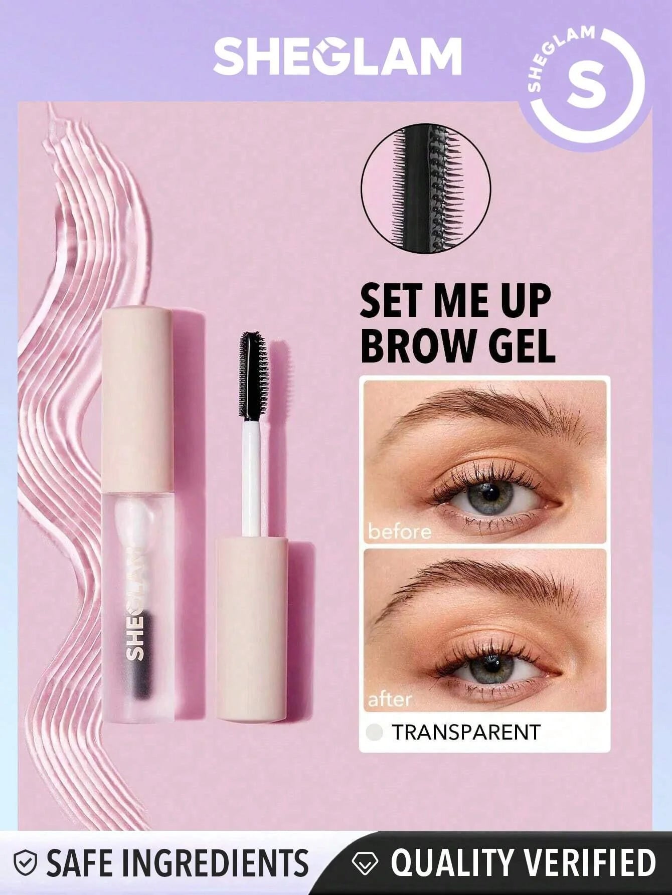 Sheglam - Set Me Up Brow Gel Long Lasting Waterproof Clear Eyebrow Gel Long Wear Smudge-proof Moisturizing Eyebrow Makeup