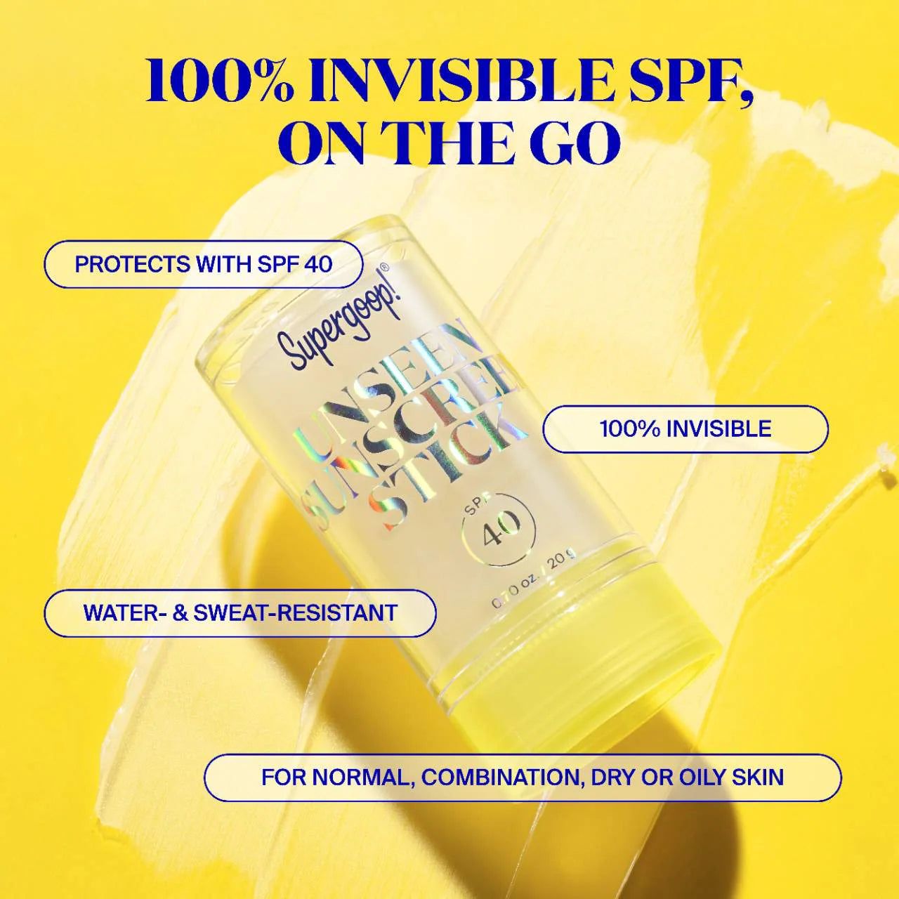 Supergoop! Unseen Sunscreen Stick SPF 40 Invisible Sun Protection