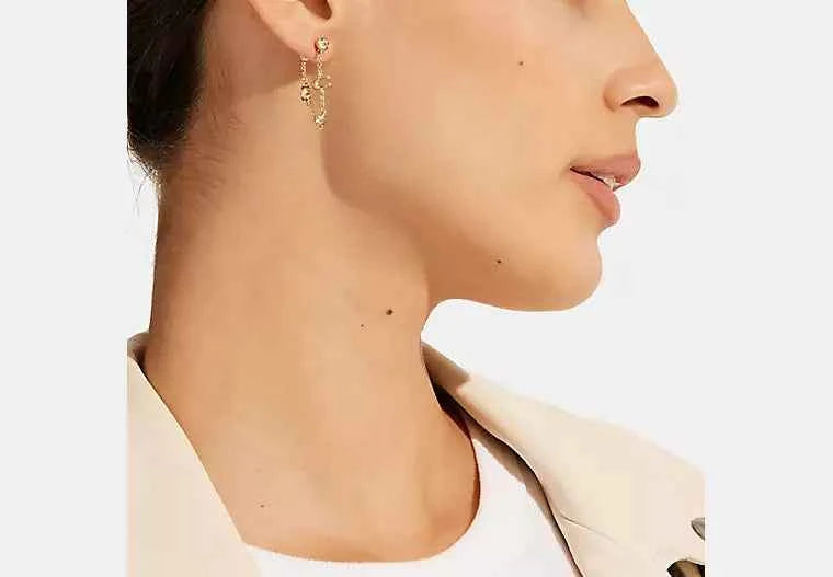Coach Signature Crystal Chain Earrings