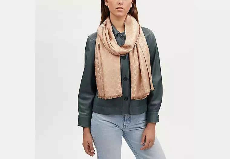 Coach Signature Metallic Oblong Scarf ( In a Box)