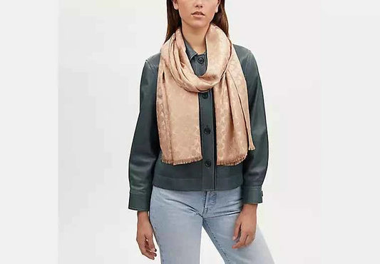 Coach Signature Metallic Oblong Scarf ( In a Box)