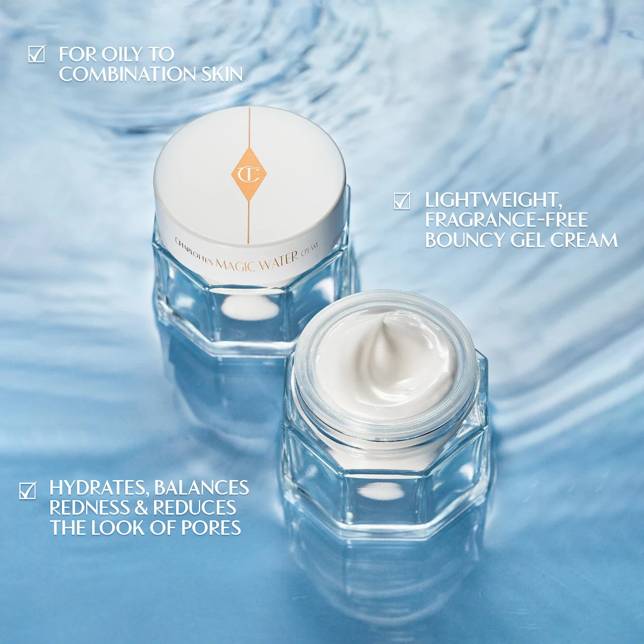 Charlotte Tilbury Mini Magic Water Cream Gel Moisturizer with Niacinimide