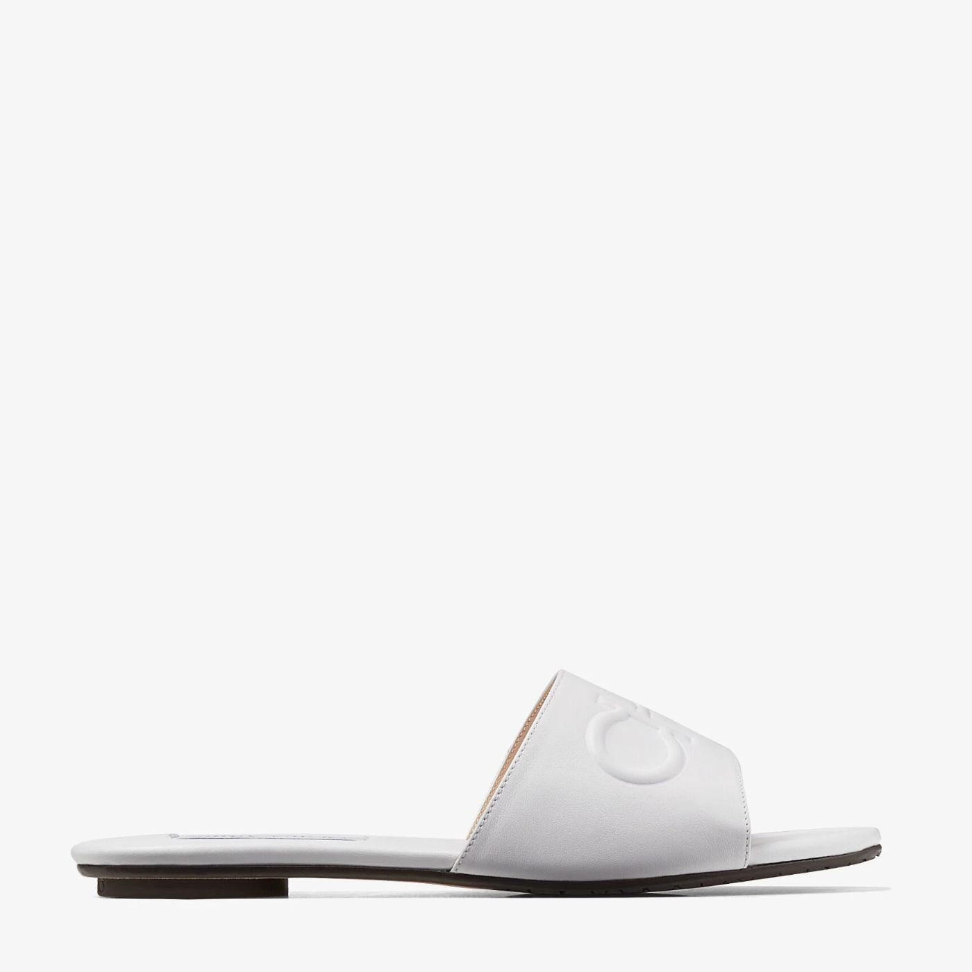 JIMMY CHOO Calf Leather Flats with Embossed Choo Lettering - White