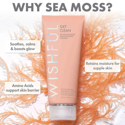Huda Beauty Wishful Get Clean 2% PHA & Sea Moss Gentle Foaming Cleanser-