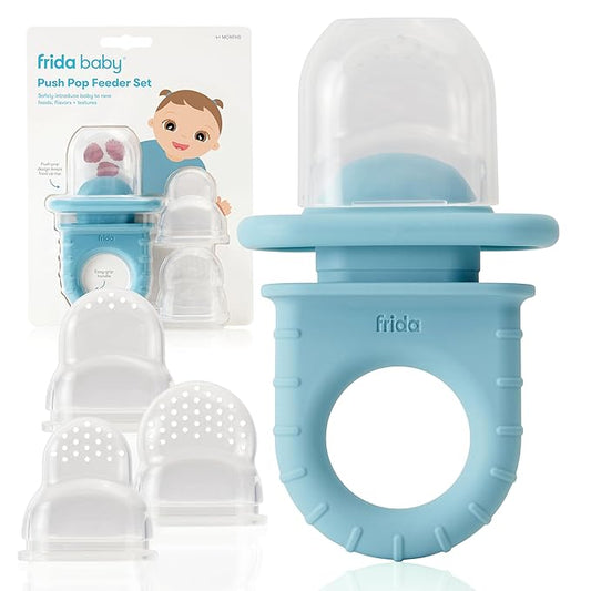 Frida Baby Push Pop Feeder, Baby Fruit Feeder -3 count ( Blue or Teal color) ASSORTED