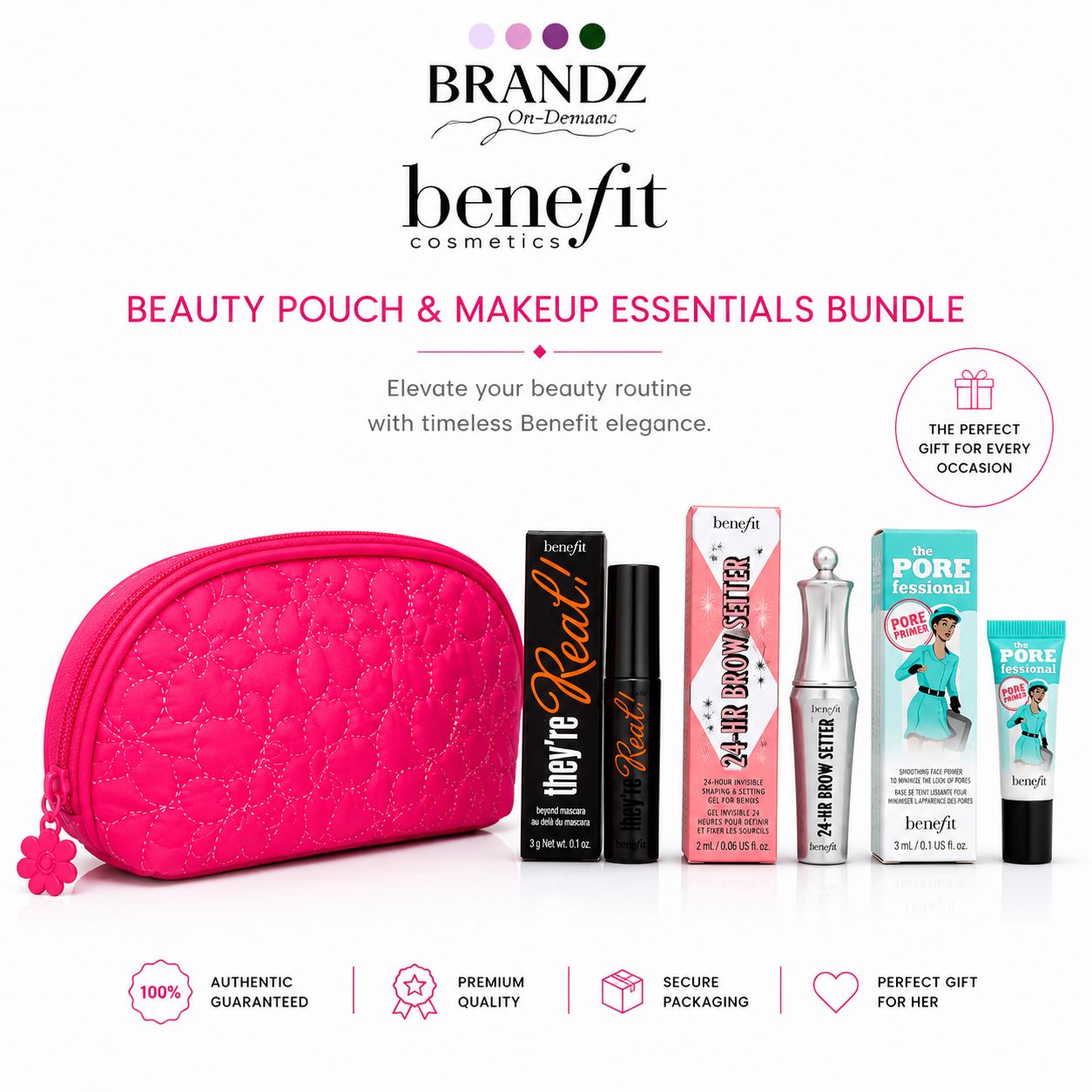 Benefit Cosmetics - Beauty Pouch & Makeup Essentials Bundle