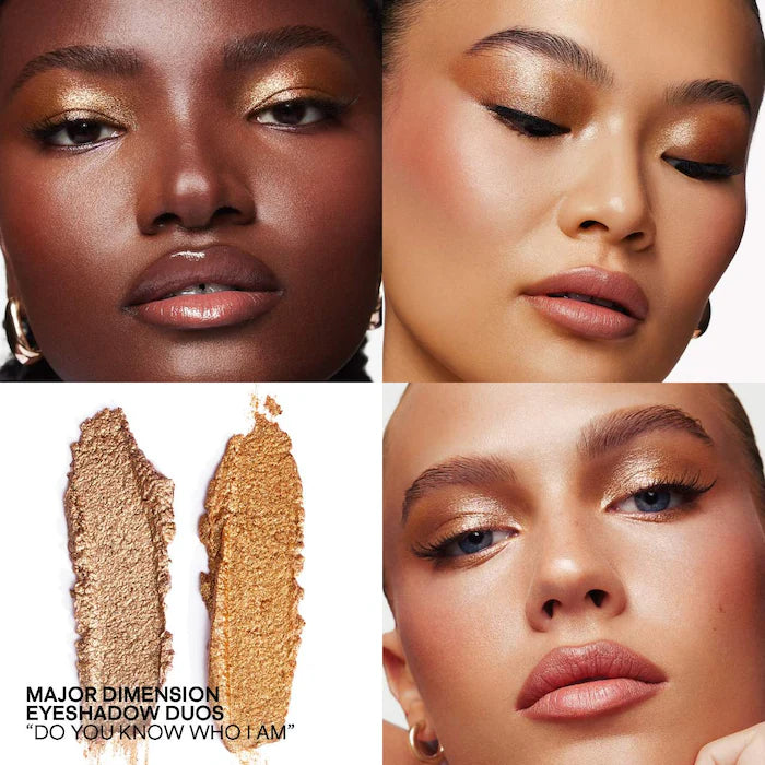 Swatch of She's Independent eyeshadow on medium brown skin - warm bronze & gold
