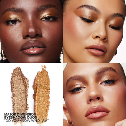 Swatch of She's Independent eyeshadow on medium brown skin - warm bronze & gold