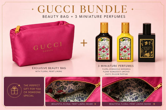 Gucci Bundle - 3 Mini Perfumes + Beauty Bag
