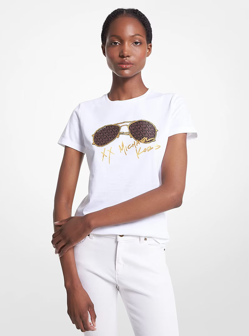 Michael Kors - Logo Aviator Print Organic Cotton T-Shirt