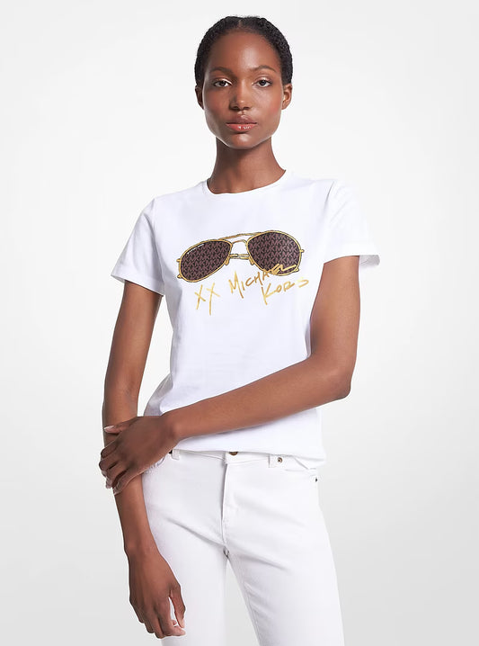 Michael Kors - Logo Aviator Print Organic Cotton T-Shirt