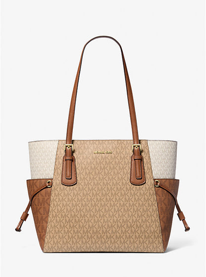 Michael Kors - Voyager Large Color-Block Signature Logo Tote Bag
