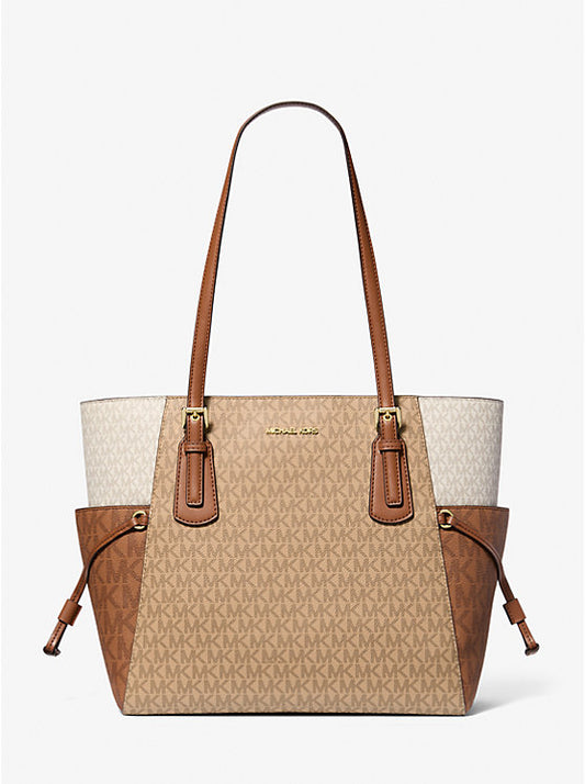 Michael Kors - Voyager Large Color-Block Signature Logo Tote Bag