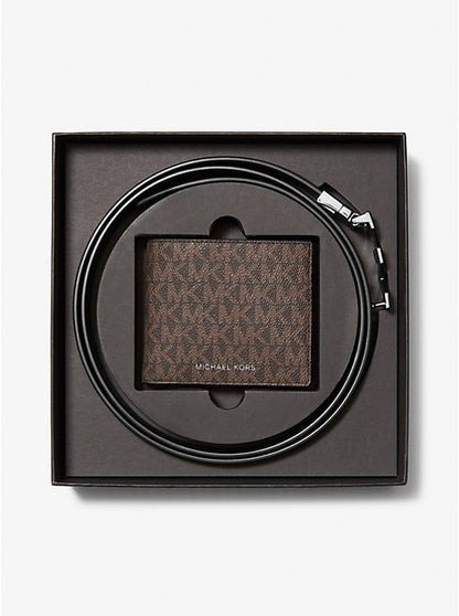 Michael Kors - Signature Logo Wallet and Reversible Belt Gift Set