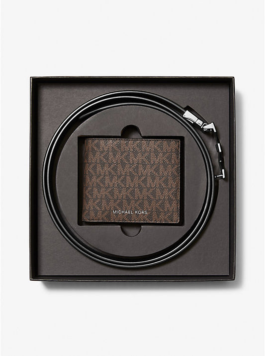 Michael Kors - Signature Logo Wallet and Reversible Belt Gift Set