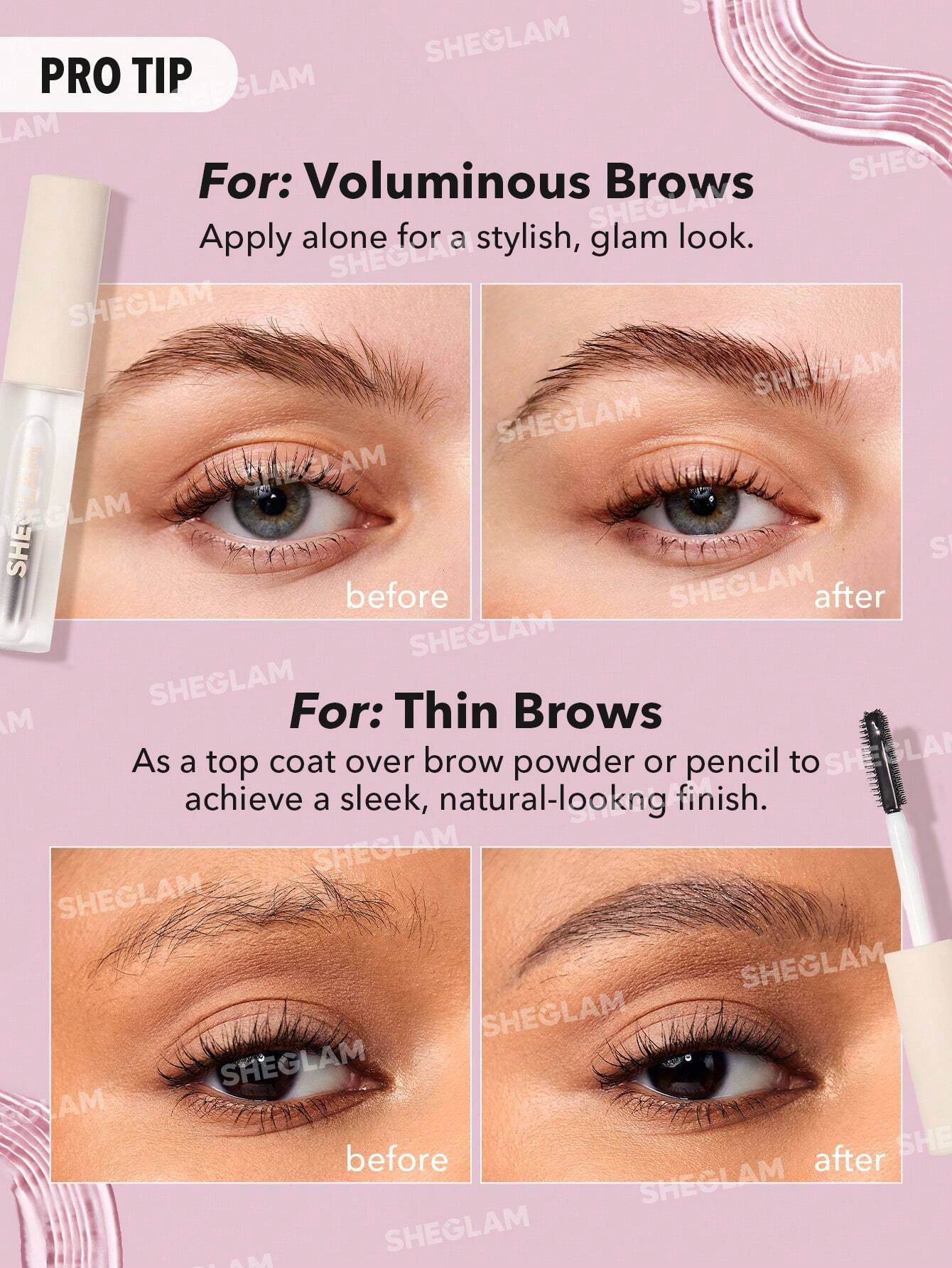 Sheglam - Set Me Up Brow Gel Long Lasting Waterproof Clear Eyebrow Gel Long Wear Smudge-proof Moisturizing Eyebrow Makeup