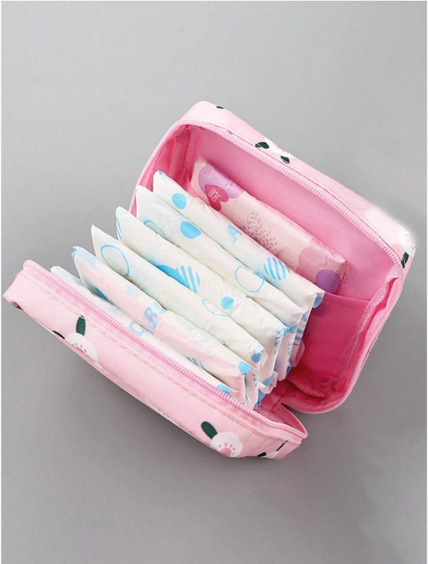 Sanitary Napkins Bag Storage Mini Cosmetic Bag Organizer Waterproof,Girls Cartoon Physiological Period Tampon Organizer Bag - pink