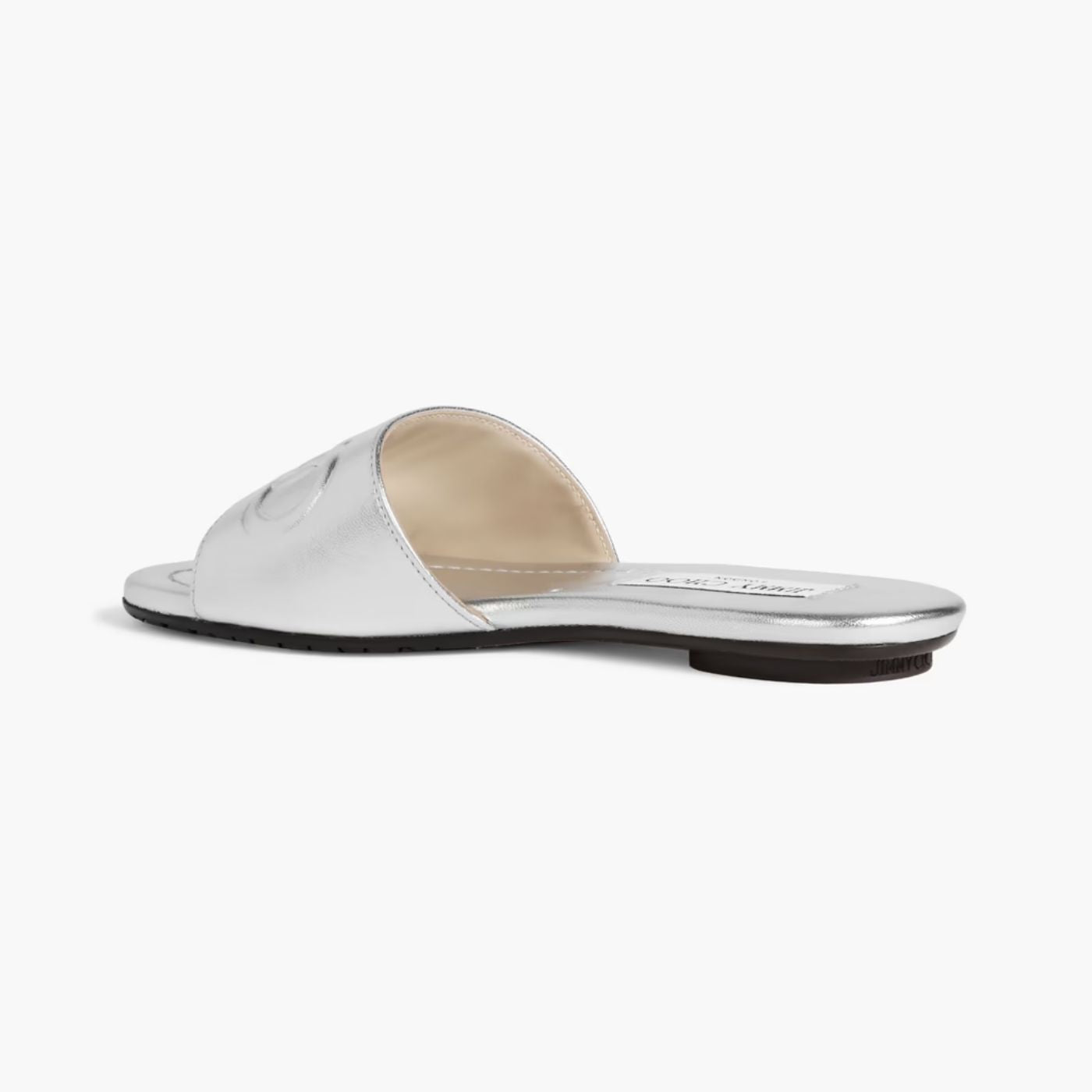 JIMMY CHOO Tiaret embossed metallic leather slides - Silver
