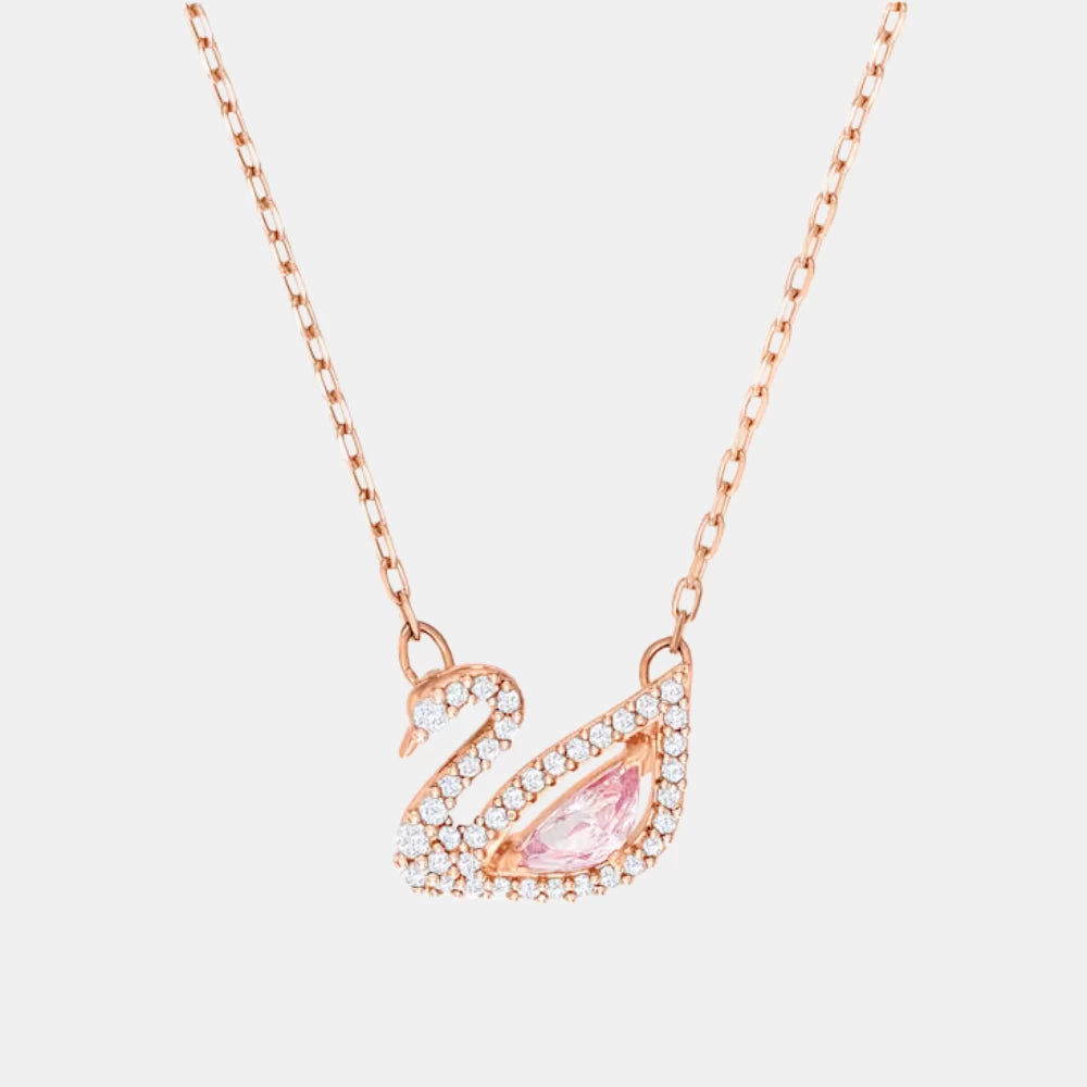 Swarovski Pink Rose Gold Swan Necklace
