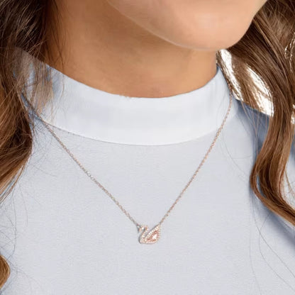 Swarovski Pink Rose Gold Swan Necklace
