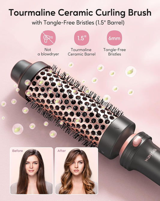Wavytalk Thermal Brush, Heated Round Brush, 1 1/2 inch Thermal Brush Blowout Look with Detachable Brush Head, Thermal Round Brush Dual Voltage for Travel, Rose Gold - Color Rose Gold