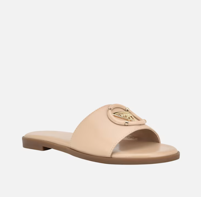 GUESS FACTORY Magnify Faux-Leather Beach Slides