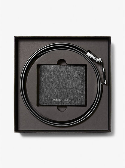 Michael Kors - Signature Logo Wallet and Reversible Belt Gift Set