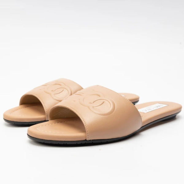 JIMMY CHOO Tiaret Calfskin Flats – Beige
