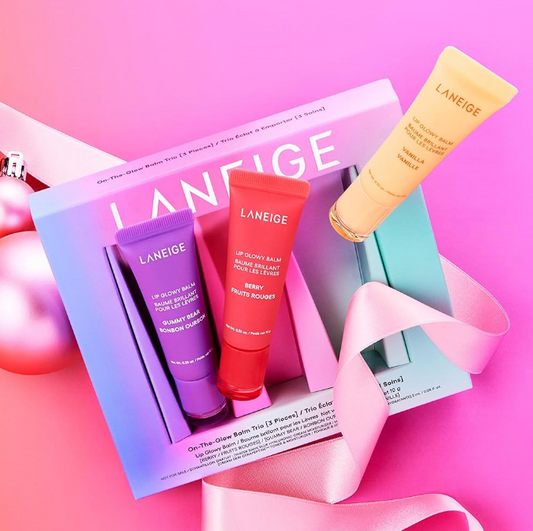 LANEIGE On-the-Glow Lip Balm Trio – 3 pcs (Berry / Gummy Bear / Vanilla)