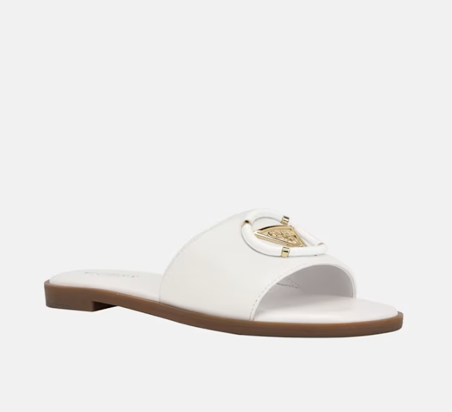 GUESS FACTORY Magnify Faux-Leather Beach Slides