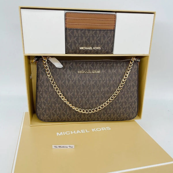 Bundle Michael Kors Brown Giftable Boxed Xbody Xmas Gift Bag Wallet Set