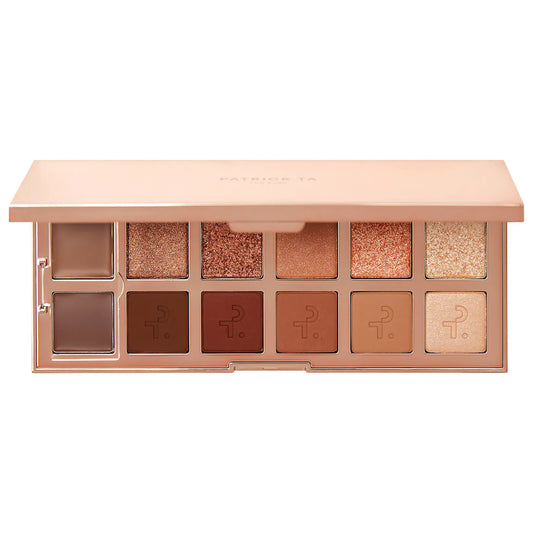 Patrick Ta Major Dimension Eyeshadow Palette featuring warm nude shades – Available at Brandz On Demand Pakistan