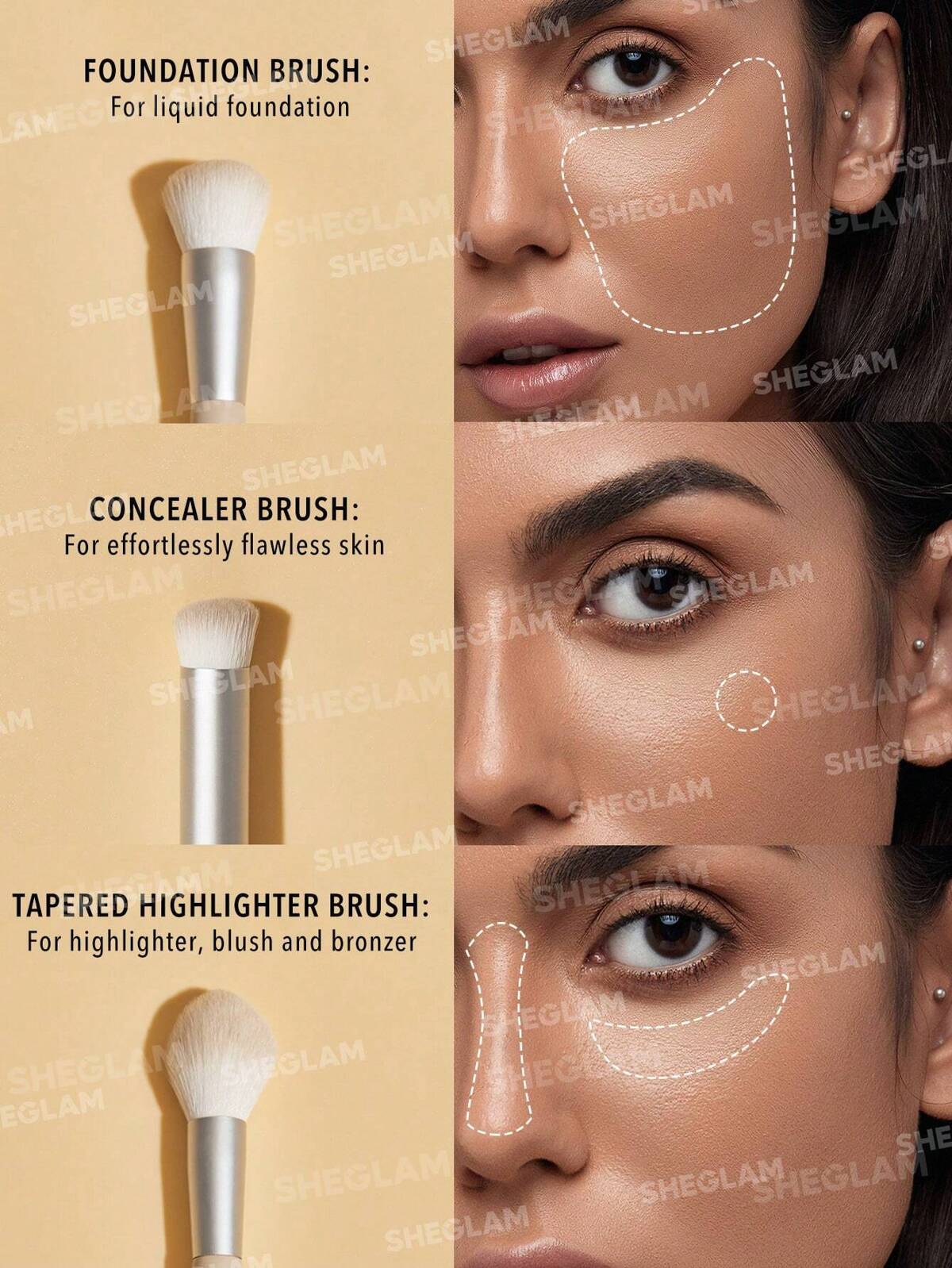 SHEGLAM - 101 Face Essentials Brush Set With Bag