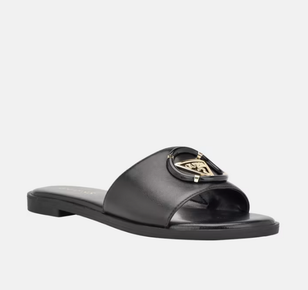 GUESS FACTORY Magnify Faux-Leather Beach Slides