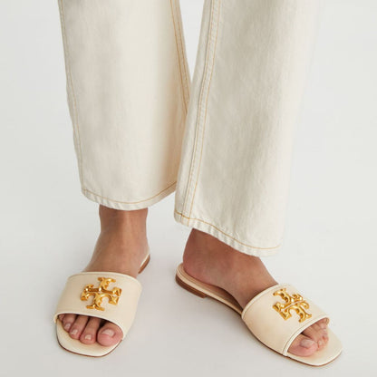 TORY BURCH New Cream/ Goat Leather Eleanor Slide Flats